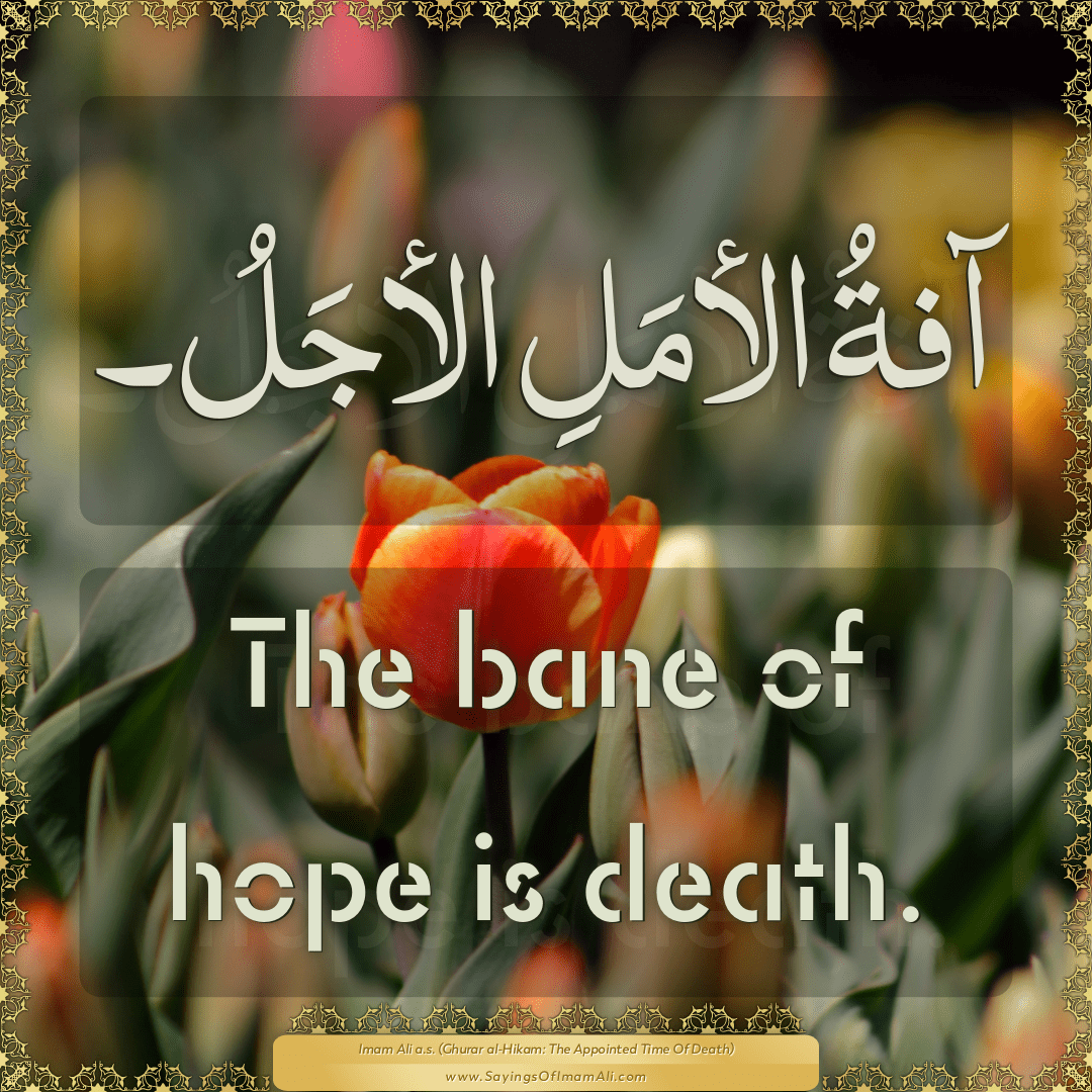 The bane of hope is death.